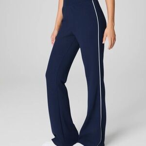 SPANX Flare Navy Track Pants with White Stripe